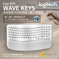Logitech - WAVE KEYS 軟墊手託 無線 人體工學鍵盤 - 珍珠白