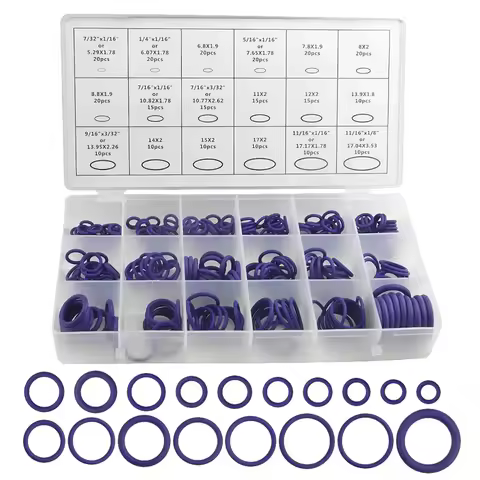 270 Piece Rubber O-Ring Kit 18 Size Gasket , O-Ring Assortment Kit for Automotive Repair, Piping, Ai