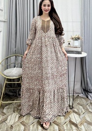 Gamis wanita terbaru trend 2023 motif sogan gamis renda sultan viral tiktok busui bahan rayon premium