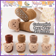 Baby Socks Kids 3D Sock Terry Piled Thickened Toddler Socks Cartoon Bear Baby Medium Tube Non-slip F
