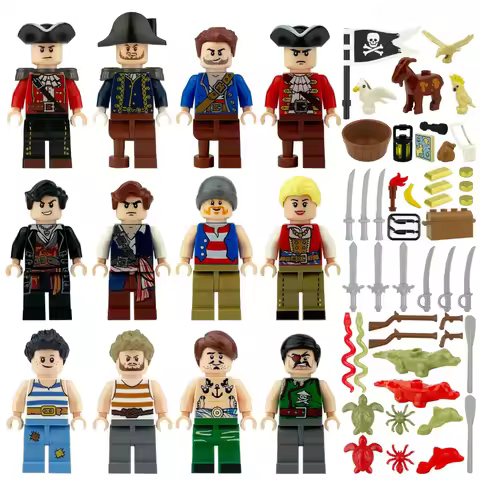 M8248 Building Block People Inland Sea Pirate Gang Children Assemble Small Particles Building Block 