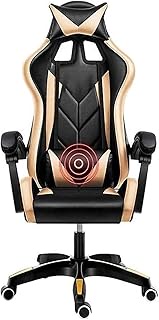 Office Chair Desk Chair E-Sports Chair Recliner Liftable Office Desk Chair Ergonomic Racing Chair Massage Lumbar Support Work Chair (Color : Black Red) Full moon (Black Gold) Stabilize