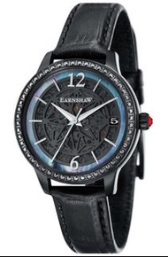 蝕讓！全新正版英國EARNSHAW女裝閃石圈自動機械錶 皮帶 鏤空 透視 MOP錶面 日曆