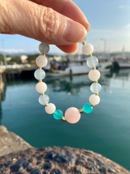 粉水晶佘太翠藍玉天河石手串