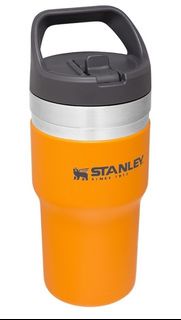 美國Stanley®GO Iceflow 戶外隨行手提 保溫保冰304不鏽鋼黃橘真空吸管杯 591ml