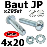 X20 Bolt Nut Set Ring M4 x 20 (JP 4x20) M4x20mm 4x20mm 4 x 20 4 x 20mm Length 20mm Convex Head conte