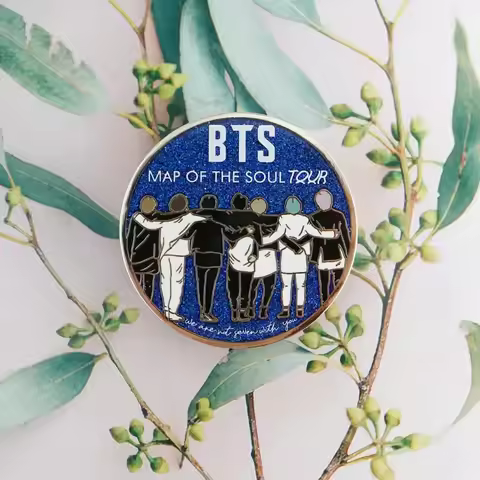 BTS Bangtan Boys Map Of The Soul Tour Enamel Pin Glitter Metal Brooch Collectible Badge Clothing Bac