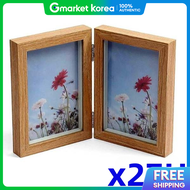Tbz 2-Tier Foldable Wood Double-Sided Photo Frame (4X6) (Natural) X2