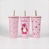 Strawberry Bear Thermal Water Bottle Cute Cartoon Water Bottle 750ML