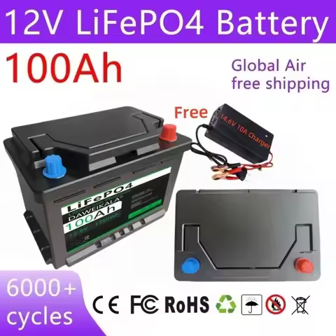 New 12V 100Ah lithium-ion battery 1280Wh 100A BMS LiFePO4 battery suitable for electric vehicles+equ