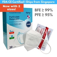 KN95 BFE≥99% 3D Fold Flat Protective Face Masks 5-Ply N95 grade Respirator Adult 20x Indiv