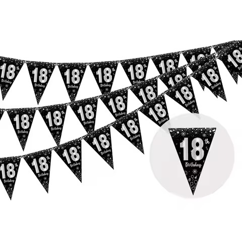 18th Happy Birthday Bunting Banner, Glitter Pennant Banner, 18th Birthday Decorations for Boys Girls