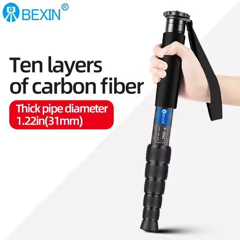 BEXIN P306C Carbon Fiber Monopod High 1.6M 6-section Expansion Outdoor Travel Photography Support Br