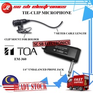 TOA ORIGINAL TIE-CLIP MICROPHONE WITH 7 METER CABLE - EM360 / EM-360 / EM-360 AS / EM-361 AS / EM361