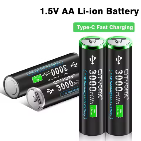 100% Capacity 1.5V AA Li-ion Battery 3000mWh AA USB Rechargeable AA Lithium Battery AA Li-polymer Ba