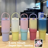 Macaroon Tumbler Gradation Tumbler With Handle 890ml Aesthetic Tumbler Viral Tumbler Stainless Tumbl