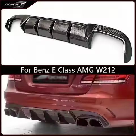 For Mercedes Benz E Class AMG W212 Carbon Fiber Back lip Car Rear Bumper Diffuser Splitters Spoiler 