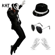 KHJ Costume Accessories Set, Sequin Fedora Hat Rhinestone Gloves Performance Costume, Classic Sungla
