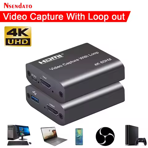4K 60Hz USB HDMI Video Capture Card TV Loop 1080P 60Hz Game Recording Plate Live Streaming Box USB2.