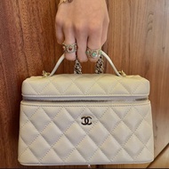 Chanel25c lp 手提 肩背 盒子包  甜美溫柔奶茶色😻 今年購證