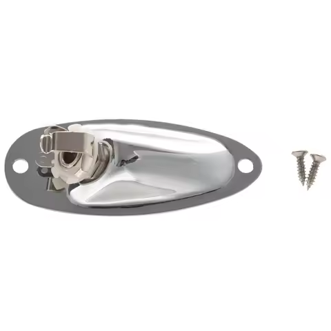 1Pcs Boat Guitar Jack 1/4 Inch Input Output Jack Plate Socket 6.35mm Chrome Silver for FD Strat Styl