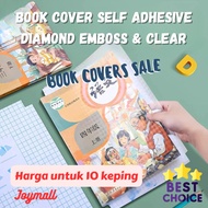 【Joymall】Book Cover Self Adhesive Sticker Pembalut Buku Sticker Diamond Emboss Clear Transparent Boo