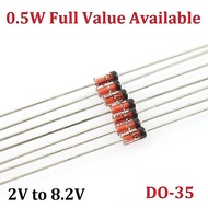 100PCS Brand New 1/2W Zener Zener Diode BZX55C 0.5W 2V0 2V2 2V7 3V0 3V3 3V6 3V9 4V3 4V7 5V1 5V6 6V2 