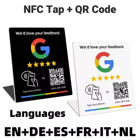 Business Stand for Google Review NFC Tap & Dynamic QR Code Easy Setup with Review Link Management No