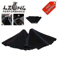 FREE SHIPPING - Suede leather Red/Blue Stitch Shift Knob Shifter Boot Cover MT/AT JR-SBC11