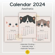[ZZR] AESTHETIC CAT WALL CALENDAR 2024 AESTHETIC TABLE CALENDAR/ 2024 AESTHETIC STICK CALENDAR/ 2024