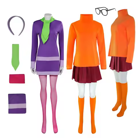 Daphne Blake Cosplay Costume Adult Female Girls Fantasia Disguise Dress Socks TV Cosplay Halloween R