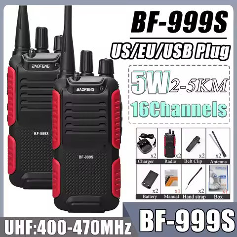 Baofeng BF-999S WalkieTalkie 2-5KM UHF Military Radio Two Way Ham Radio FM Transceiver CB Radios 3-5