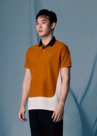CROCODILE PUMPKIN SPICE COLOUR BLOCK CUSTOM FIT POLO SHIRT WITH BLACK COLLAR เสื้อโปโลสีน้ำตาลพัมกิ้