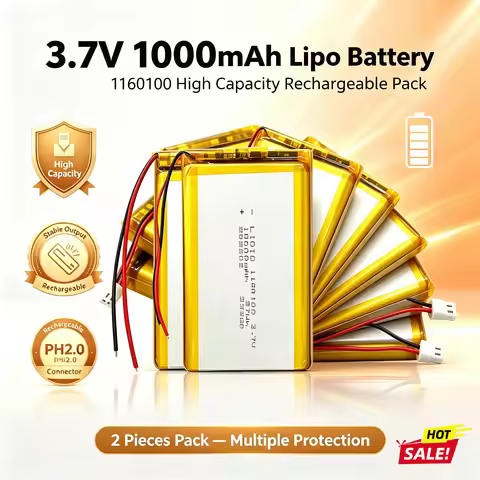 1160100 Lithium Polymer Rechargeable Battery 3.7V 10000mAh PH2.0 Plug 1-10PCS Replacement Li-po Cell