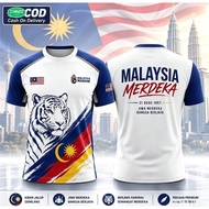 J02-2026 Malaysia Independence Day 69th Anniversary Tiger T-shirt Short Men's Casual Fashion Gift La