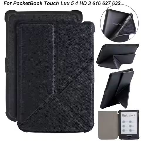 Auto Sleep/Wake 6 Inch E-Reader Case Anti-fall Multi-Folding Stand Folio Cover for PocketBook Touch 