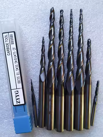 R0.25/R0.5/R0.75/R1/R1.5/R2 XD 3.175/4/6/8mm2F*HRC55 Ball Nose Tapered End Mills Router Bits CNC Tap