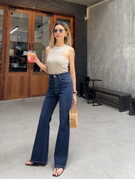 Aevelyn Jeans กางเกงยีนส์รุ่น Bowky Midnight Blue Flare Jeans High Rise Premium Japanese Denim