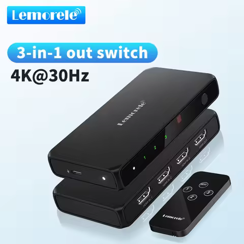 Lemorele 3 IN 1 OUT HDMI Switch 4K HDMI Selector Audio Extractor Box with IR Remote HDR HDCP2.3 for 
