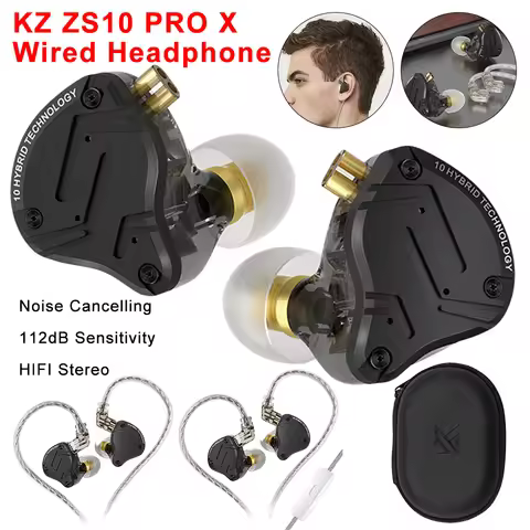 KZ ZS10 PRO X Headset 3.5MM Wired Headphone HIFI Bass Earbuds 112dB Sensitivity Headset Exercise Noi