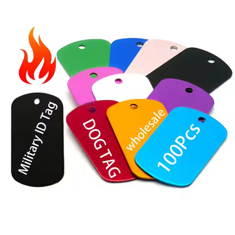 Wholesale 100Pcs Military Tag Dog ID Tag Pendant Necklaces Team Keychain Name Pet Dog Number Army ID