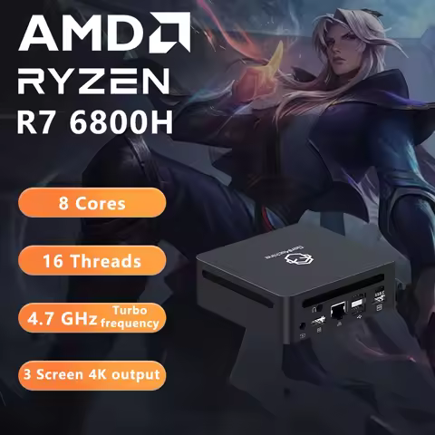 Genmachine AMD Ryzen 7 6800H Mini PC USB4 2.5G LAN | 8-Core 16-Thread | 16GB DDR5 256GB NVMe SSD | W