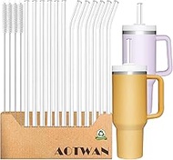 AOTWAN Glass Straw for Stanley Cup 16 Pieces Glass Straws Long 31 cm 6 Curved + 6 Straight Glass Str