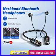 Wireless Neckband Earphone Bluetooth 5.4 with LED Display & Mic Monitor | Sports Magnetic Earbuds fo