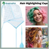 TAMAKO Hair Coloring Cap, Reusable Blue Hair Highlighting Cap,  With Plastic Crochet Hook Hair Dying
