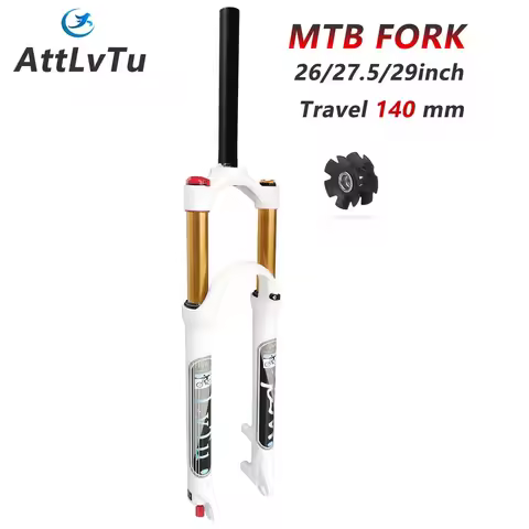 AttLvTu-MTB Bicycle Front Fork, 26, 27.5, 29 Inch, Travel 140mm, Ultralight, Air Mountain Bike Suspe