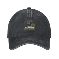 Ah-64 Longbow Apache Attack Helicopter Line Drawing Lightweight Adjustable Denim Hat For Easy Wear
