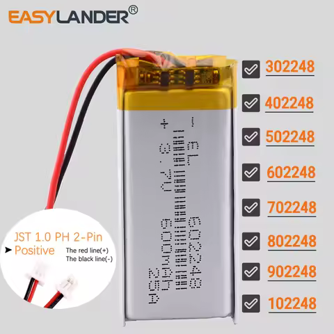 3.7V 902248 900mAh JST1.0mm 2pin Rechargeable Lithium Li-ion Polymer Battery 302248 402248 502248 60