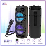 bk8803 17inch Portable Bluetooth Super Bass Wireless Speaker  LED Light with free  Microphone