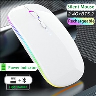 Silent Wireless Bluetooth Mouse For iPad/macbook laptop LED light Backlit Power indicator Mouse 2.4G